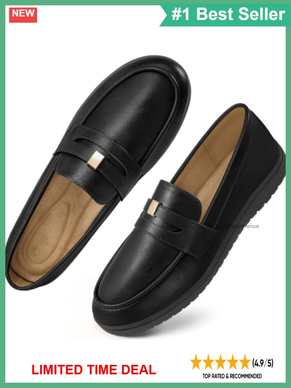Faux Leather Penny Loafers with Memory Foam Insole